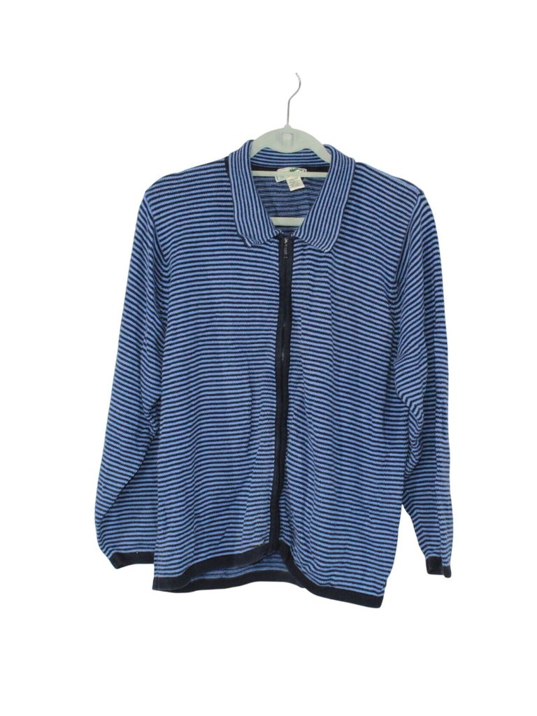 Vintage 90's Ll Bean Full Zip Sweater Jacket Striped Classic Preppy Casual Xl